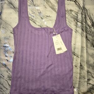 Tory Burch Purple Ribbed Tank Top